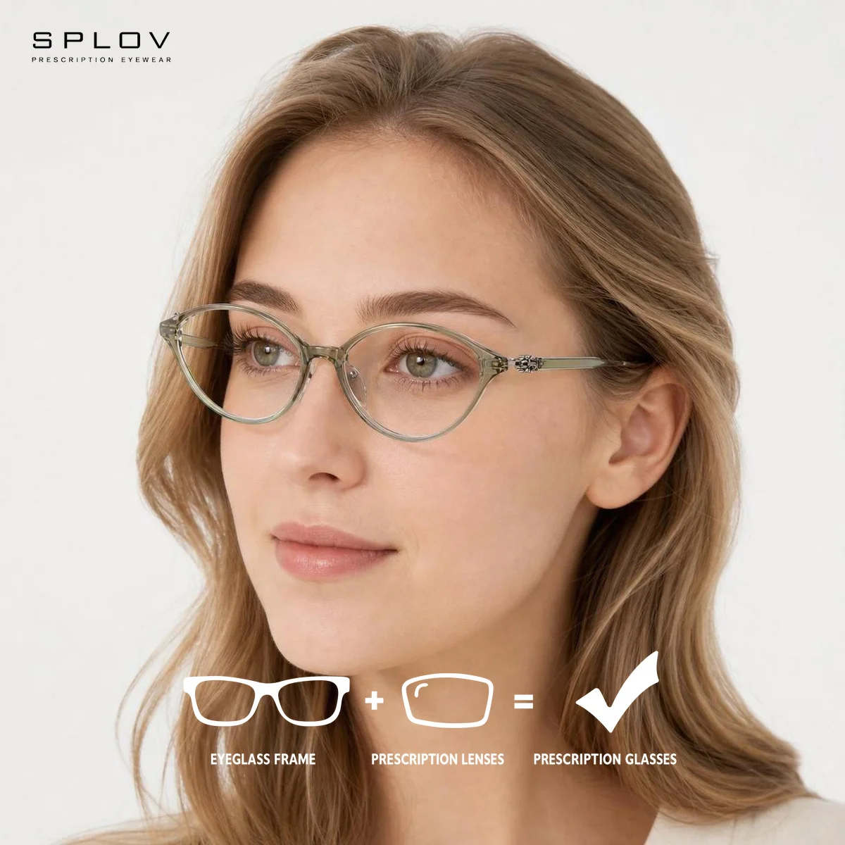 SPLOV Cat Eye TR90 Korrektionsbrillen für Damen, optische Anti-Blaulicht-Brillen, photochrome progressive optische Brillen