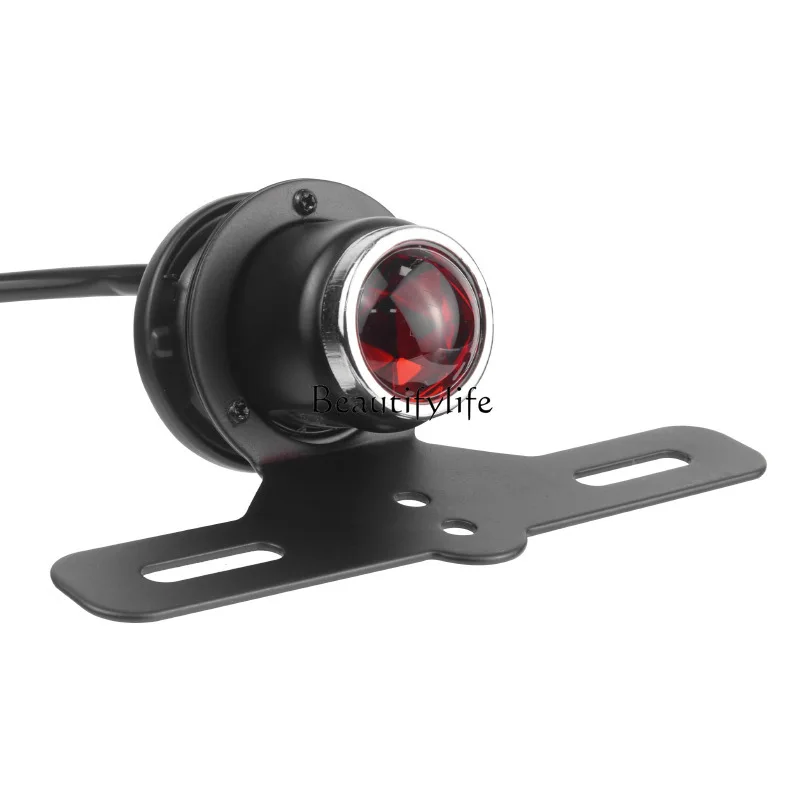 Motorcycle modified retro rear taillights Round brake metal rear fog lights
