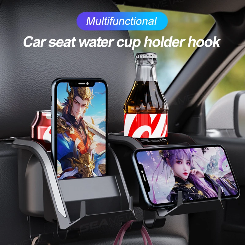 SEAMETAL Car Seat Headrest Cup Holder Auto Seat Back Hanging Hook Phone Bracket Multi-functional Drink Holder Storage Hanger