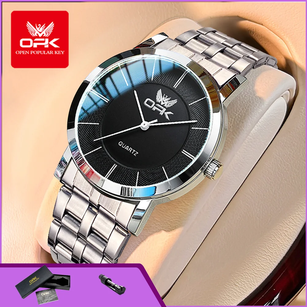 OPK 6019 Fashion Original Mens Watches Waterproof Stainless Steel Luxury Brand Quartz Man Wristwatch