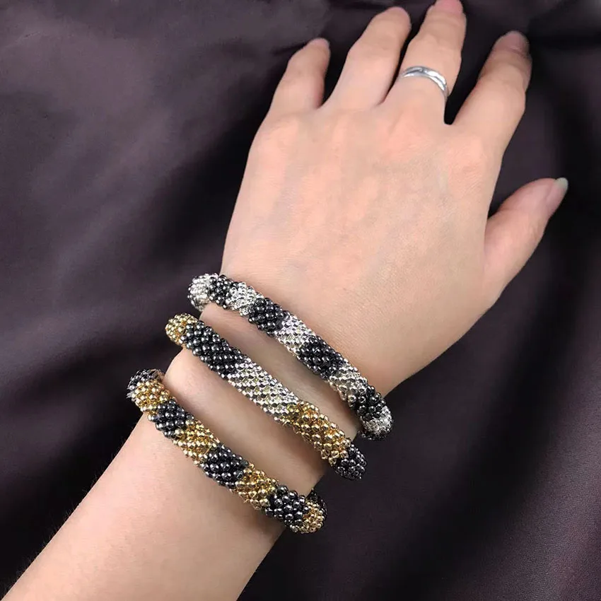 Creative Design Bracelet For Women Fashion Hip Hop Punk Elastic Bracelet Imitation Snakeskin Pattern Accessories Jewelry