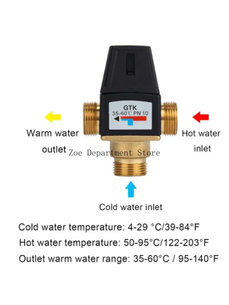 3 Way Thermostatic Mixer Valve DN20/25 Female/Male Thread Brass Thermostatic For Solar Water Heater Bathroom Accessory