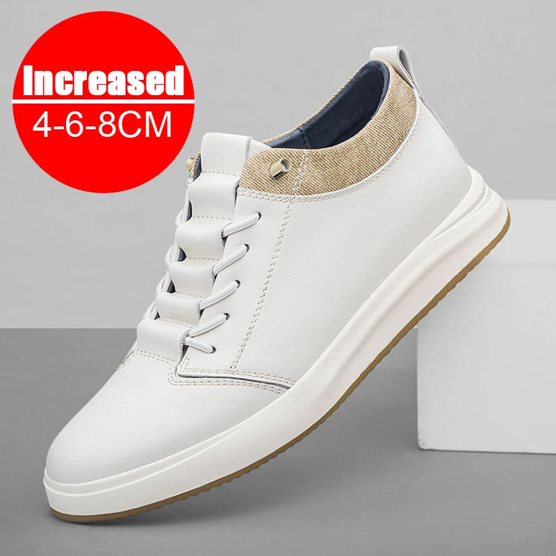 High Quality Leather Heightening Elevator Shoes Height Increase Shoes Men Height Insole 6/8CM Sneakers Sport Zapatos Para Hombre