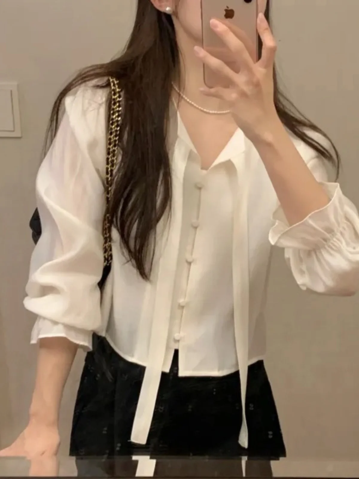 

Korean Sle Sweet ort Sve irt Women's Early Spring 2025 New Design Loose Fit round Ne Open Cardigan Faion Top