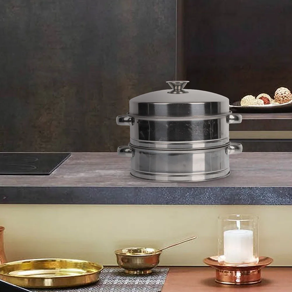 

Пароварка из нержавеющей стали с двухуровневой крышкой, универсальный домашний кухонный гаджет, легко чистящаяся пароварка из нержавеющей стали