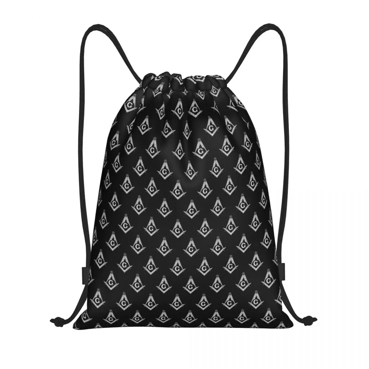 Custom Masonic Pattern Drawstring Bag Men Women Lightweight Freemason Symbol Sports Gym Storage Backpack