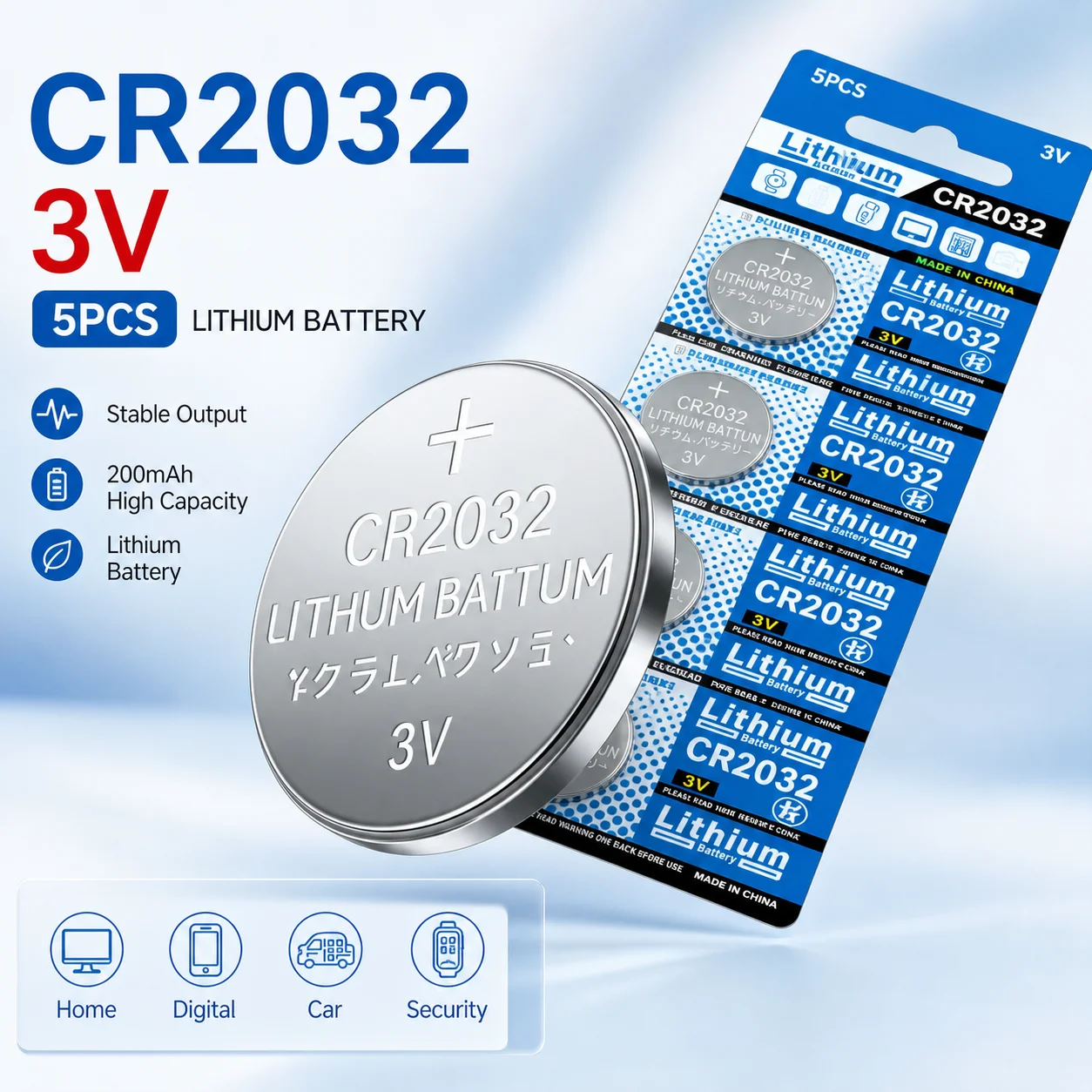 CR2032 3V 200mAh Button Cell Battery 2-30PCS Replacement Coin Cells for Watch Toy Calculator Car Key Remote