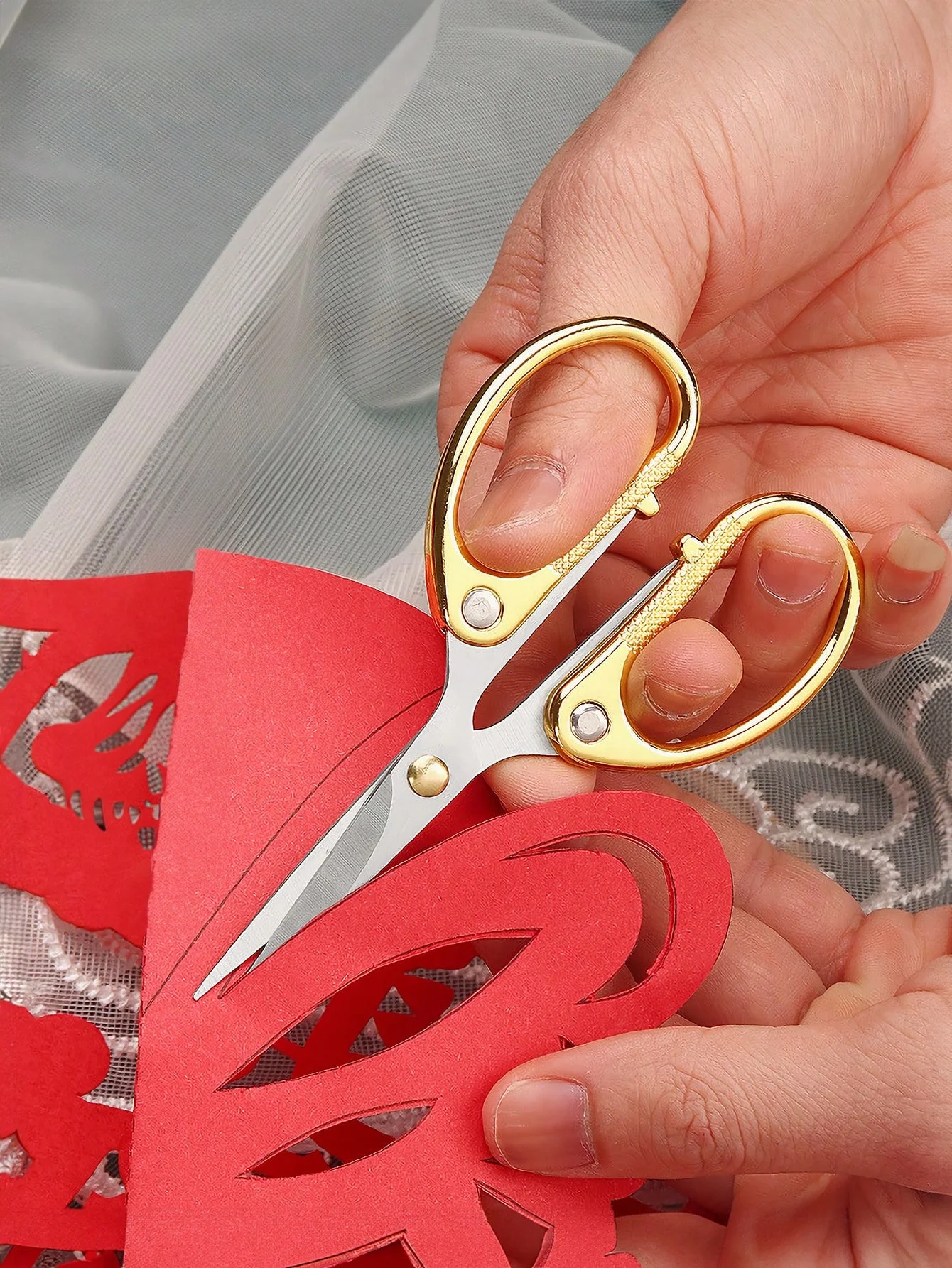 جميع مقصات المكاتب المصنوعة من الفولاذ المقاوم للصدأ، مقصات شفرة حادة للغاية، مقص حاد قوي لمكتب المنزل والمدرسة والخياطة والنسيج الحرفي Su #5