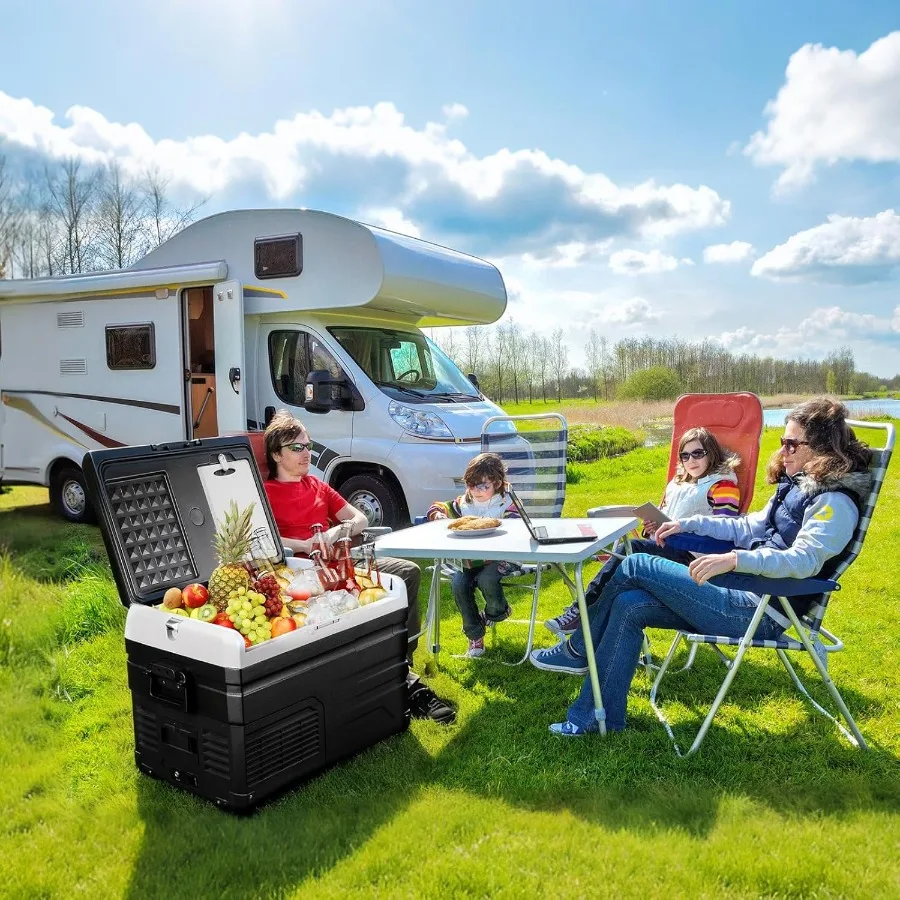 ثلاجة سيارة محمولة 12 فولت مبرد سيارة مع ضاغط سريع تبريد للتخييم ورحلات الطريق ثلاجة كهربائية 42 كوارت لـ C