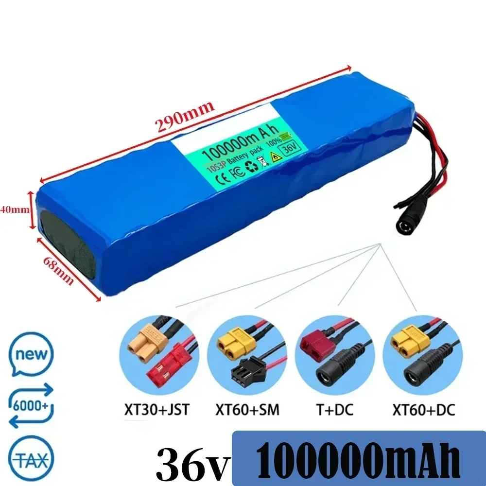 Shipping  France 36V 100ah 18650 Lithium Battery 10s3p 100000mah 1000w 42V Electric Scooter Power Battery with Battery Pack