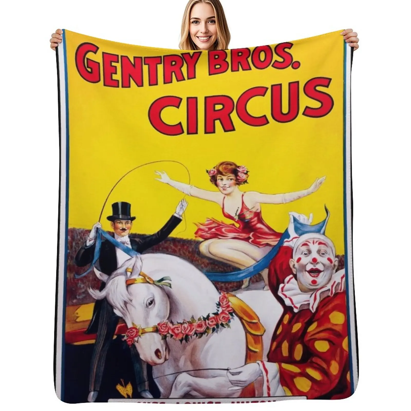 

Vintage Circus Advertisement Poster Throw Blanket Faux Fur Soft Warm Blanket for Bed