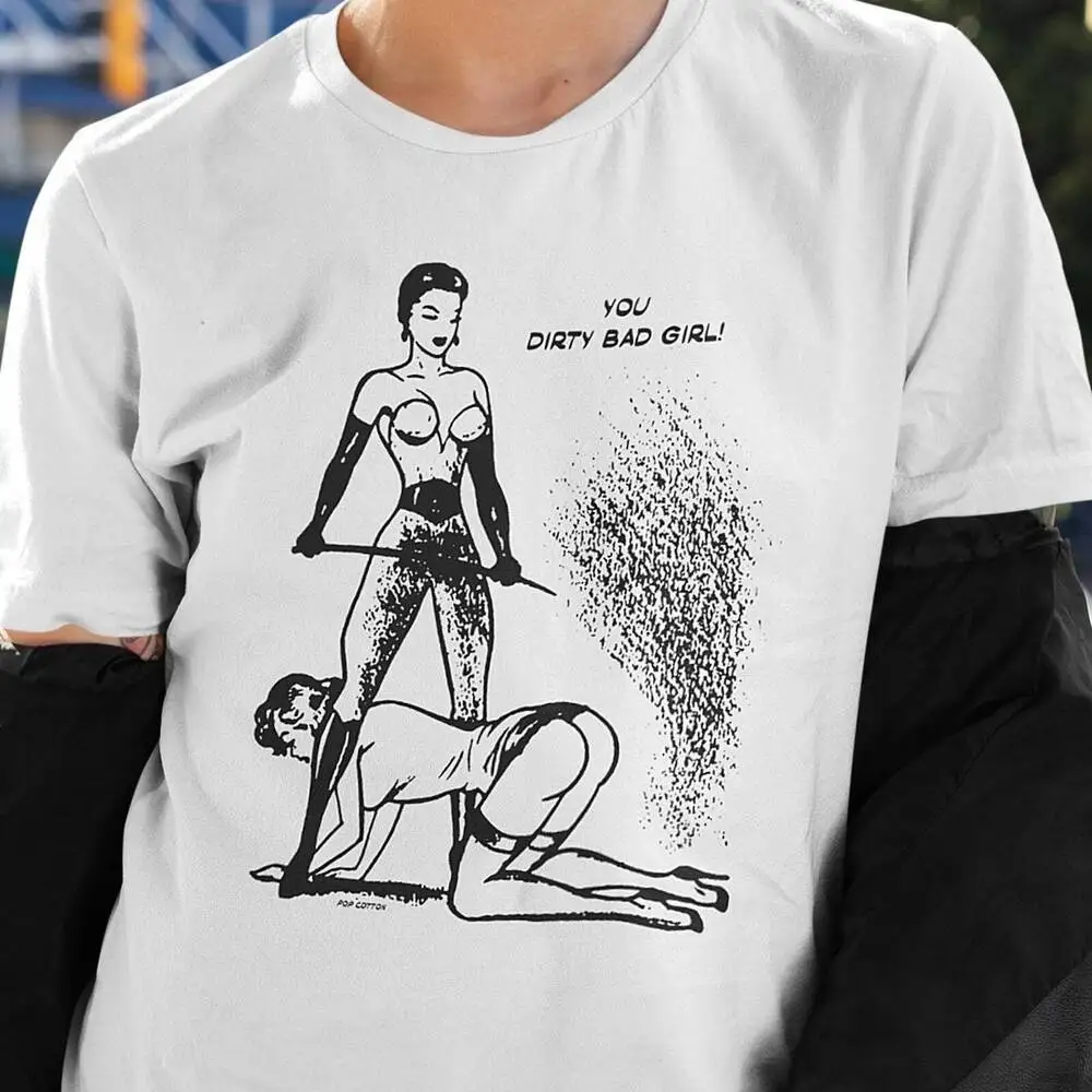 Vintage Dominatrix Lesbian Spanking You Dirty Bad Girl Pop Cotton Unisex Tee T-S Y2K tops Unisex Summer Short Sleeve