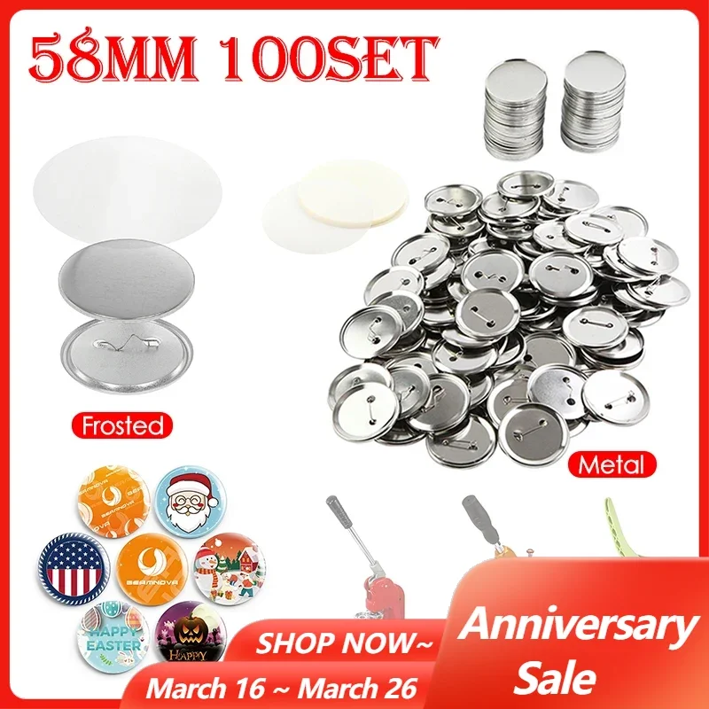 Badge Pin Button Making Parts 100Set 58mm Round Badges Materials for Button Maker Press Machine Art Crafts DIY Making Badge