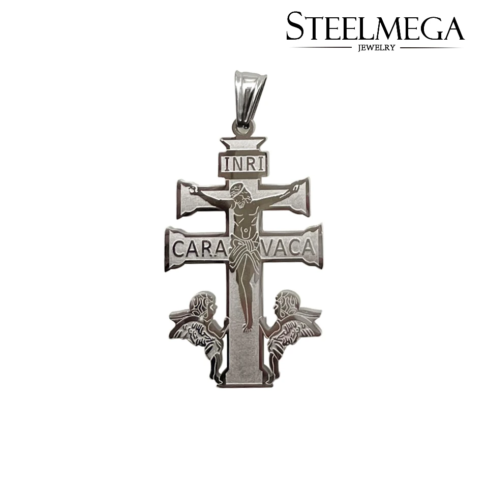 STEELMEGA Stainless Steel Pendant of Holy Cross of Caravaca for Catholic