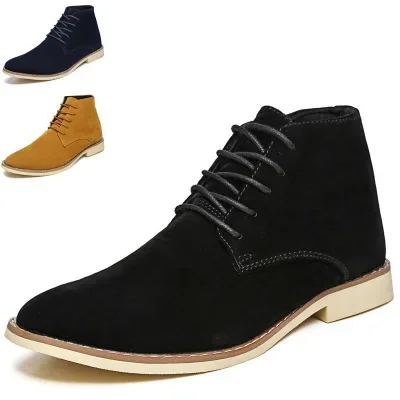 Ankle Boots For Men Winter Boot Lace Up British Style Classic Suede Boots Casual Shoes Work Footwear Botas Zapatos Hombre2024