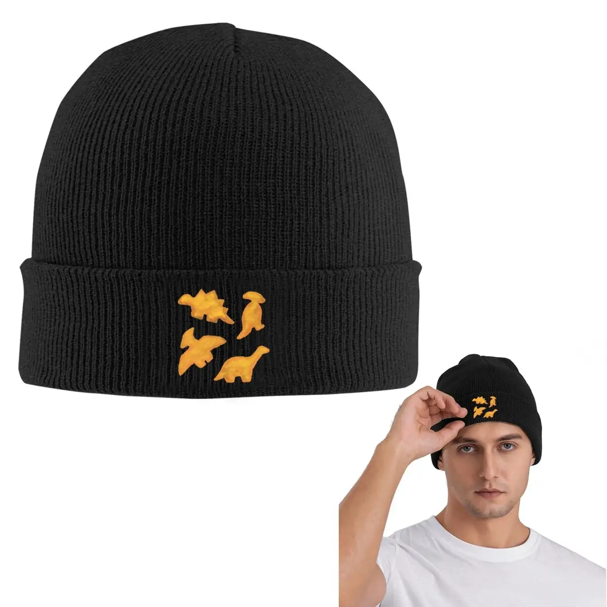 Dino Nuggets Ranch Attack Gorro de punto cálido Gorro de hip hop Gorro Otoño Invierno Gorros al aire libre Sombreros para adultos unisex