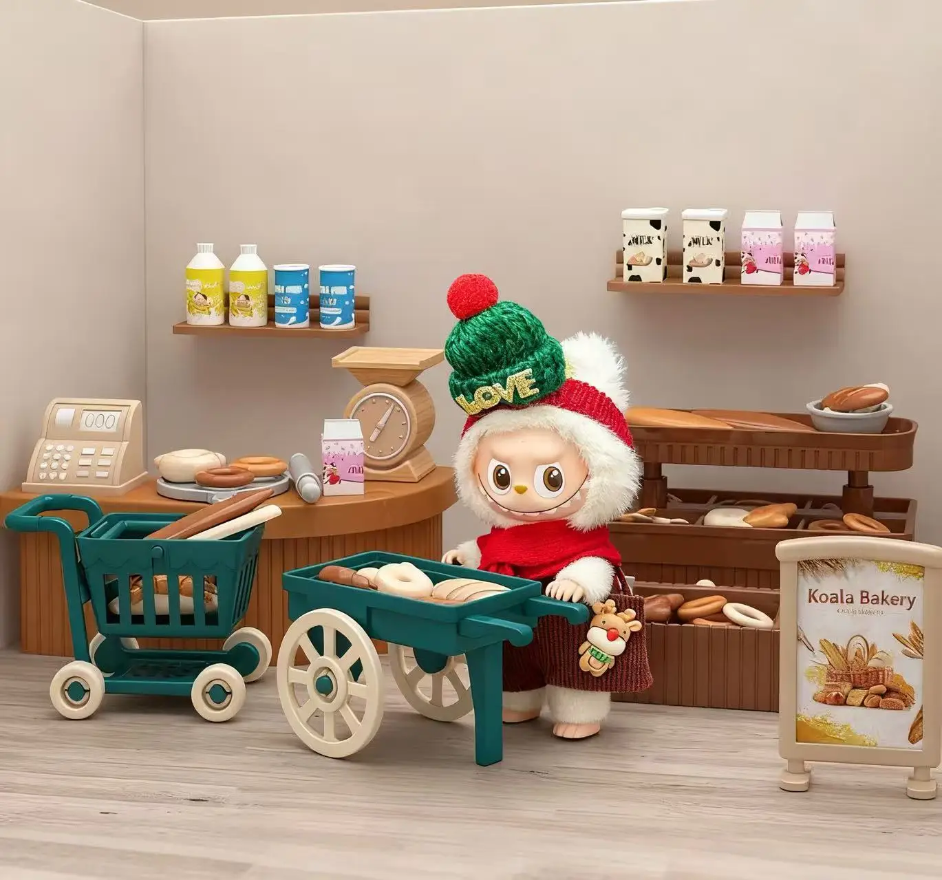 Nieuwe Labubu miniatuur scèneset, geschikt voor display, verzamelen en spelen, poppenhuisaccessoires (geen poppen)