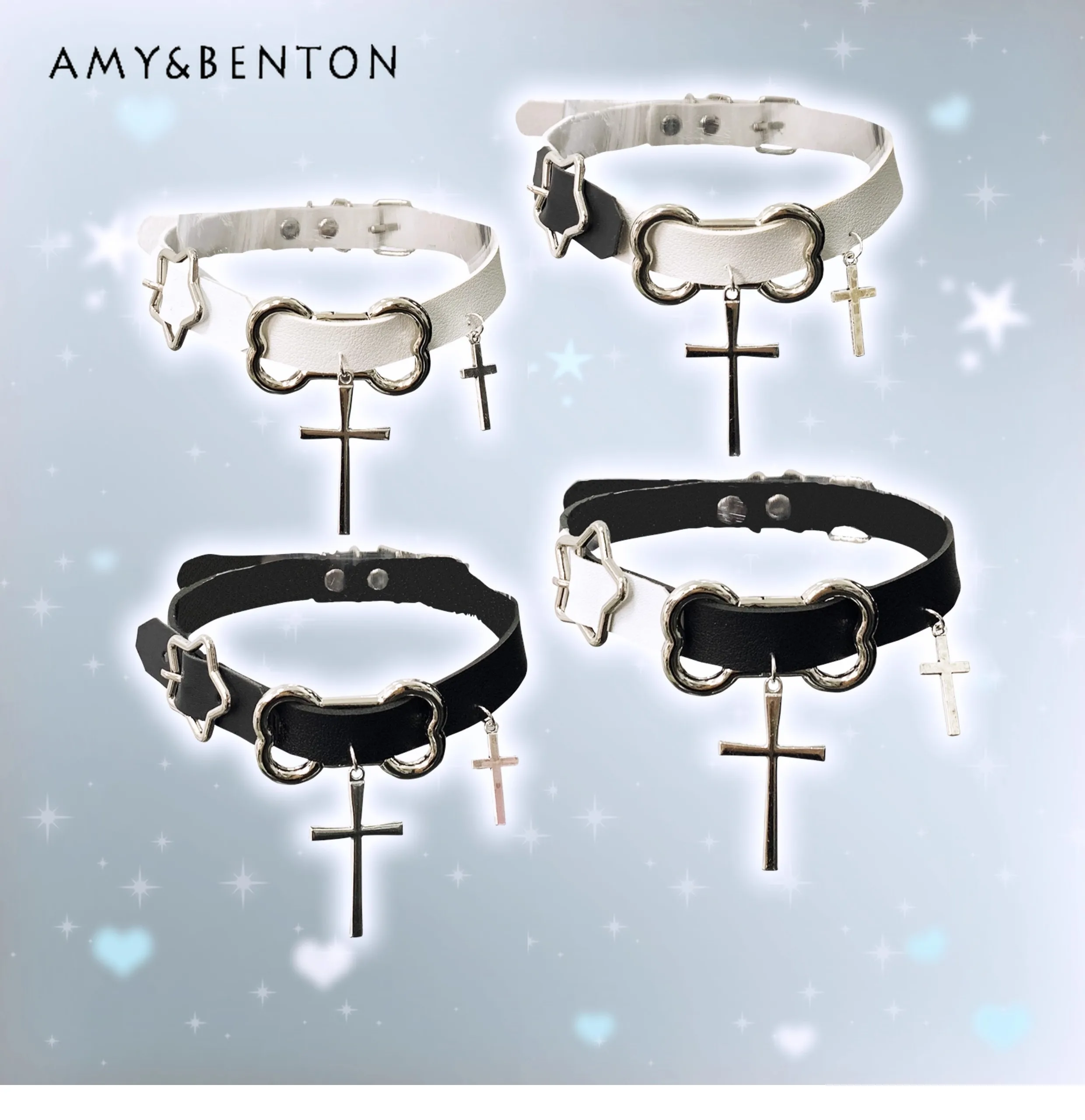 

Original Design Japanese Gothic Cross Leather Buckle Choker Harajuku Style Y2K Subculture Personality Hot Girl Choker for Women