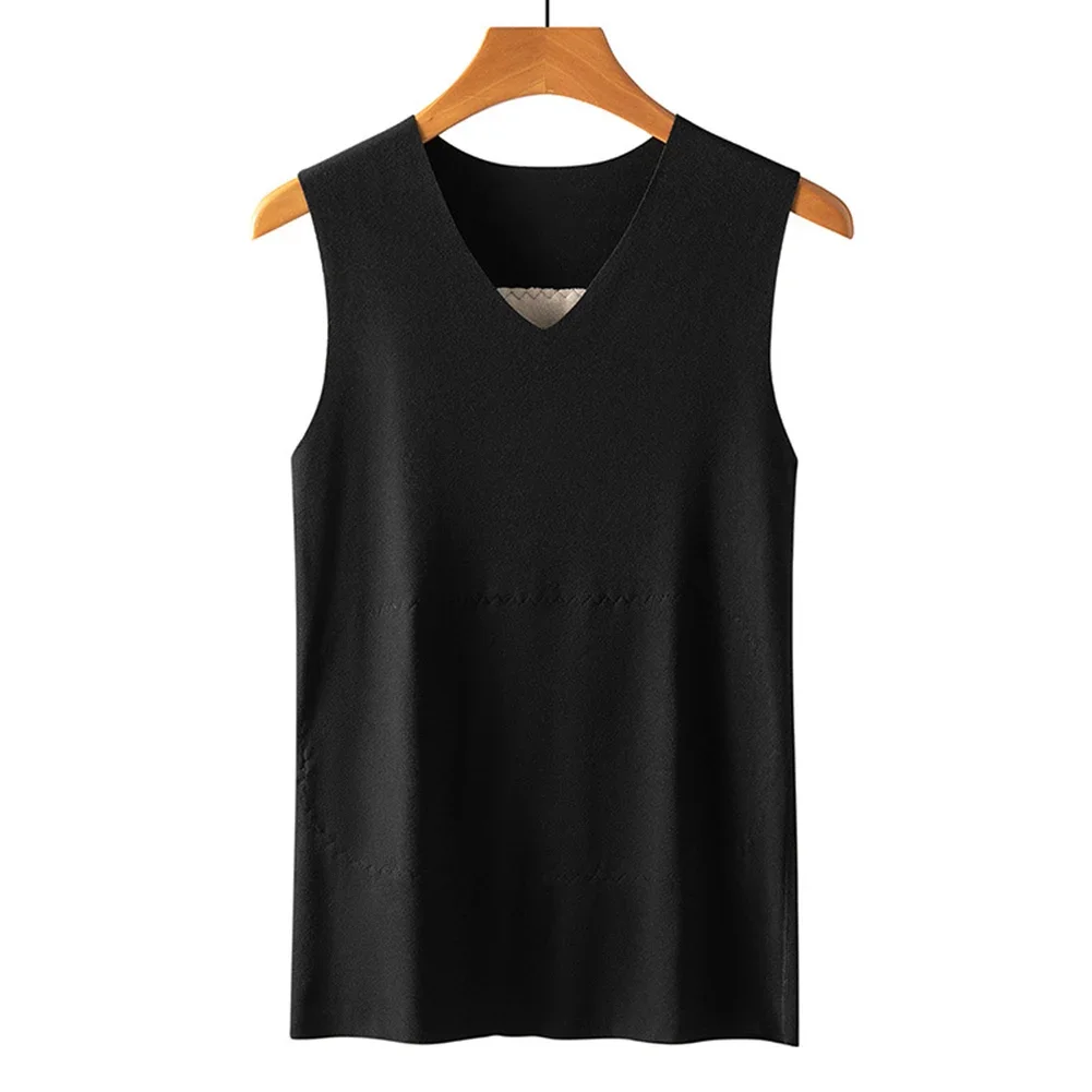 Men Double-faced Fleece Vest Underwear Warm Velvet Patch Thicken Tops Undershirt