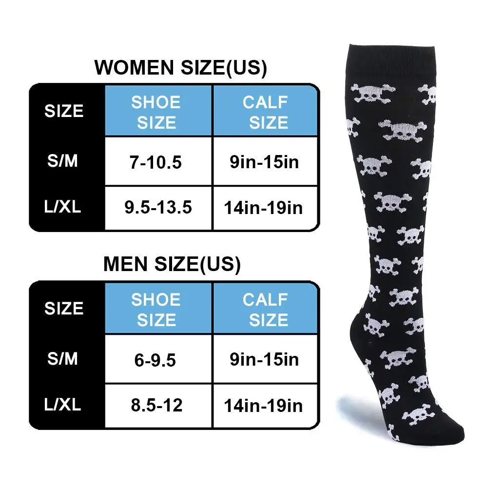 Compression Socks Halloween Skeleton Pumpkin Stockings Varicose Diabetes Anti Fatigue Bicycle Running Natural Hiking Cycling New