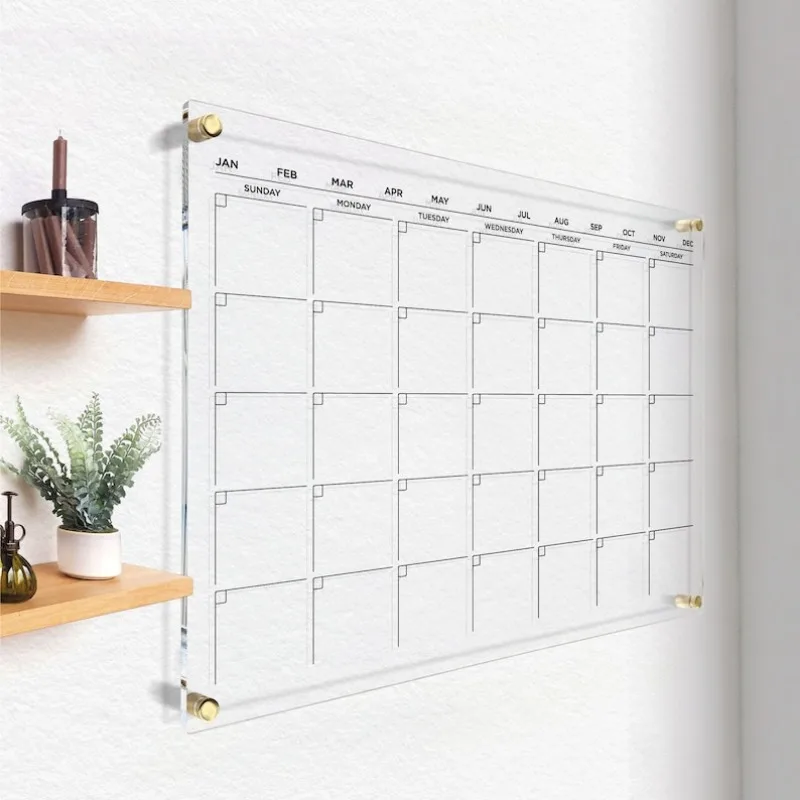 Large Acrylic Calendar, Monthly & Weekly Planner for Wall, Clear Family Wall Calendar, Dry Erase Board