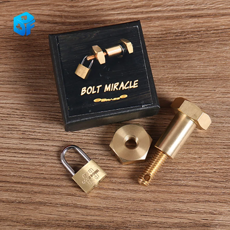 Bolt Miracle (Brass) Magic Tricks Ring Come Into Bolt Magia Magician Close Up Party Bar Illusions Gimmick Props Mentalism