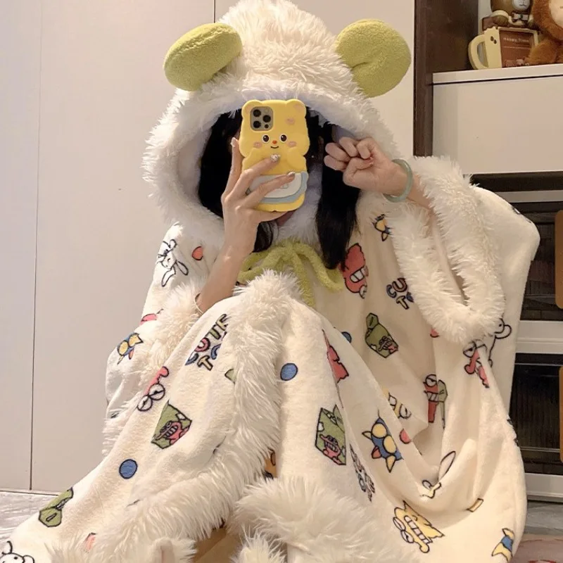 kawaii-crayon-shin-chan-mantello-anime-girl-cartoon-simpatico-mantello-pigiama-inverno-addensare-tenere-al-caldo-homewear-puo-indossare-pigiama-all'esterno