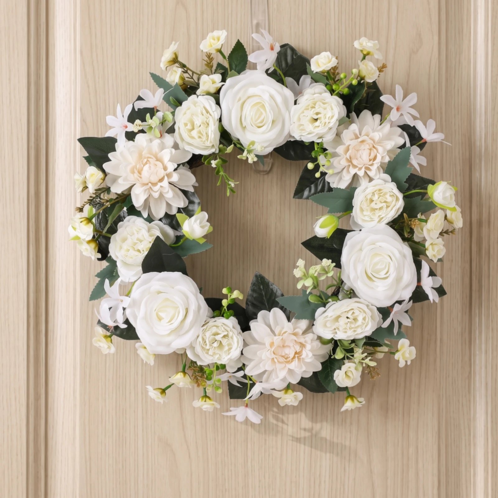 Rose Peony Daisy Wreath Artifi - Home Decor Daisy ulasan dan harga