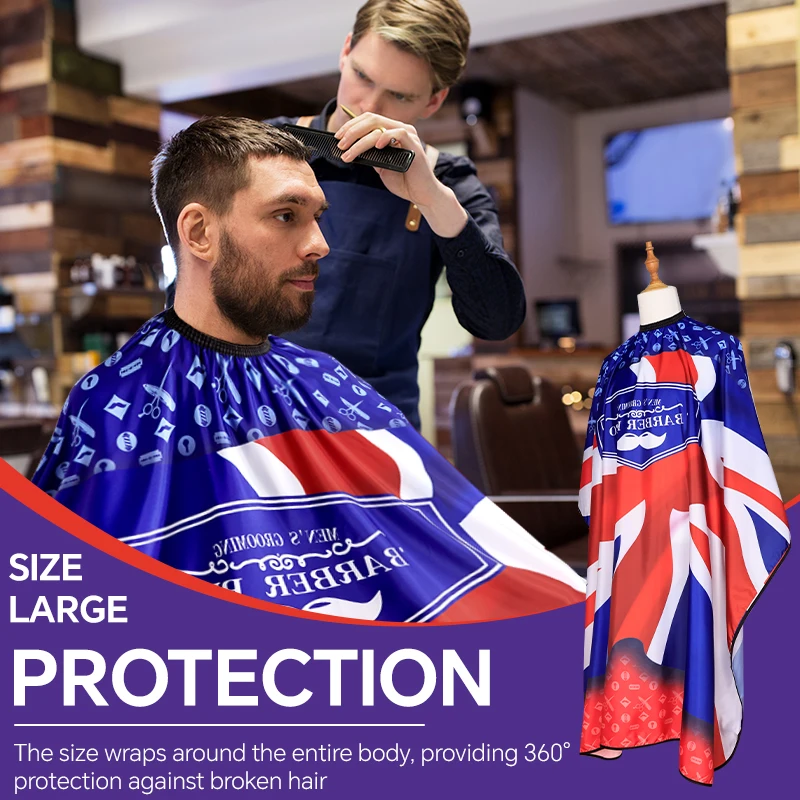 Salon Hairdresser Cloth Gown Barber National Flag Pattern Waterproof Hairdresser Apron Haircut Capes Universal Adjustable