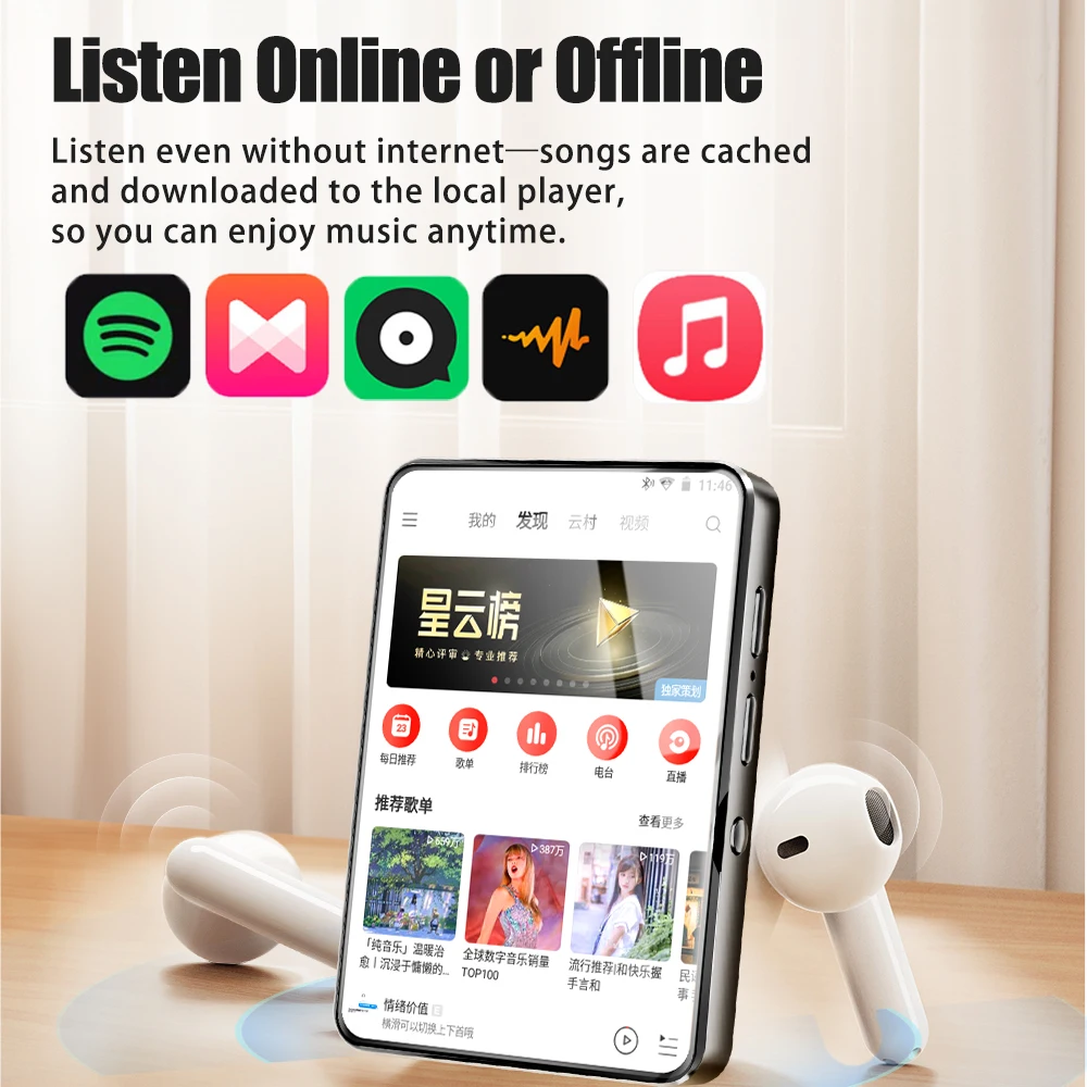 مشغل MP4 Famue 2.8 بوصة كاميرا 5 ميجابكسل أندرويد 10 واي فاي بلوتوث ذكي MP3/MP4 مشغل وسائط الجيب متجر جوجل بلاي تنزيل