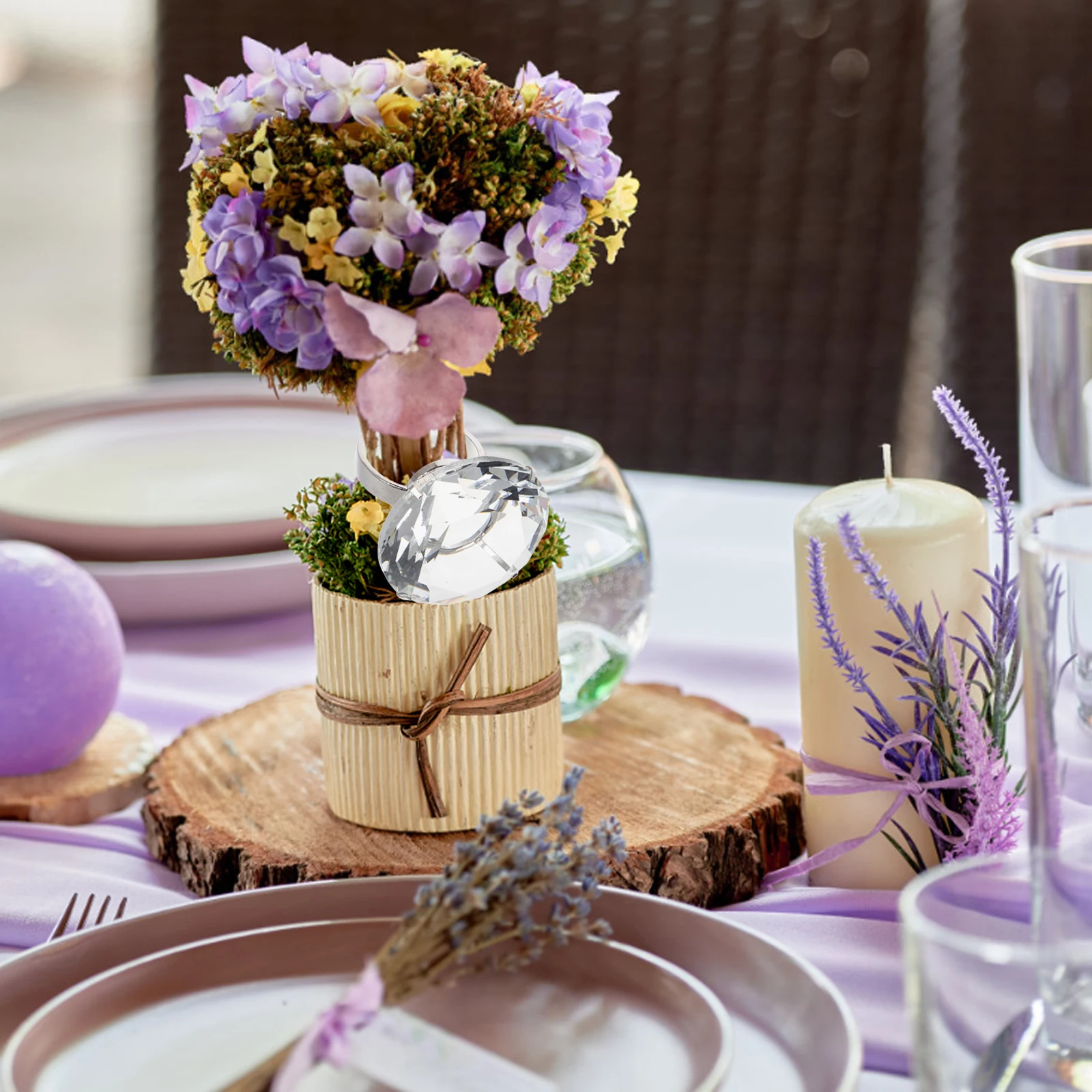 

Wedding Prop Crystal Glass Ring 6cm Exquisite Sparkle Decor for Engagement Anniversaries Party Supplies Bulk Play Rings