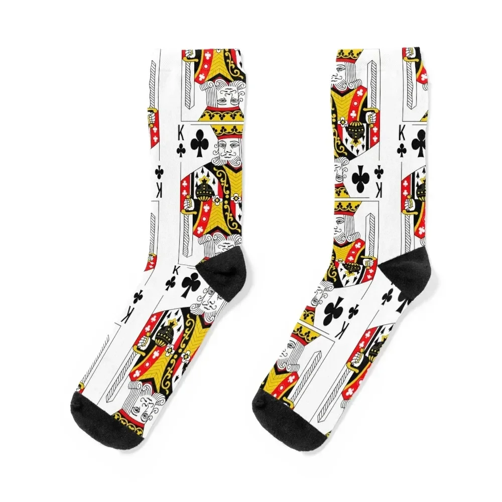 King of Clubs Classic Card Deck Casino Poker K Clubs Socks Sports gift Socks Women's Men's