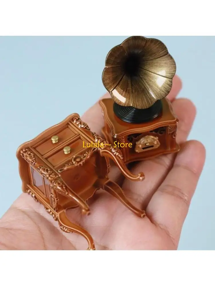

Y4QA Miniature Gramophone Dollhouses Item for Fans of Classical Designs and Sophisticated Home Decors