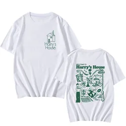 Camiseta Harrys House Love on Tour para hombre, camisa 100% de algodón con estampado de dibujos animados, ropa Retro de gran tamaño para verano