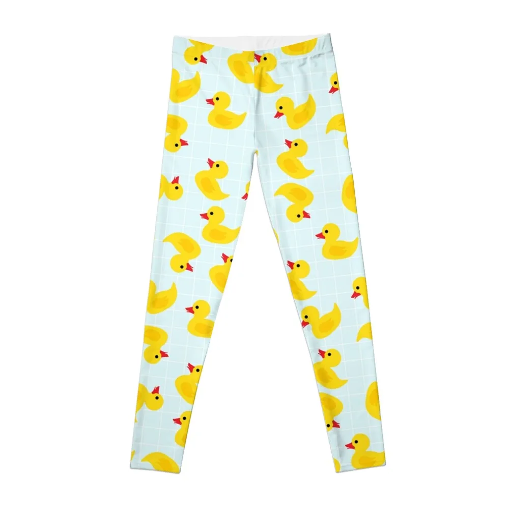 

Cute Rubber Duck on Blue Background Leggings Pants sport sports woman gym joggers for Womens Leggings