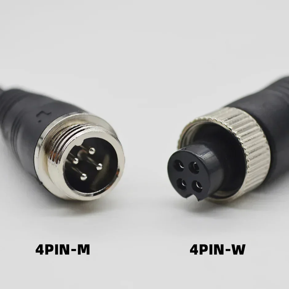 QXNY 4-Pin Aviation-Stecker (männlich/weiblich) auf RCA AV/Buchse DC Mehrfachkabel-Adapter-Konverter für Auto-Rückfahrkamera-Monitor