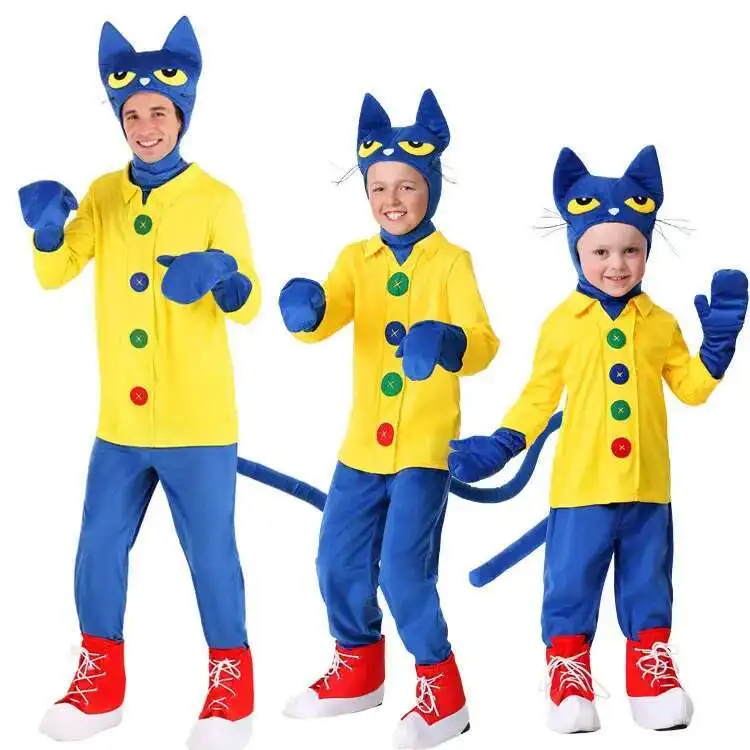 COS Adult Children Luxury Halloween Children's Day Stage Performance Picture Book Story Character Pete Cat Costume Suitable for