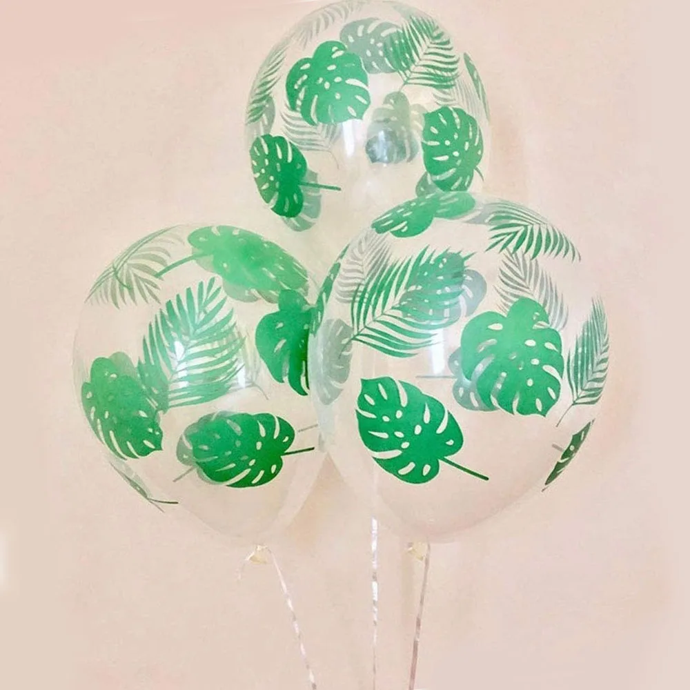 

10pcs 12inch palm leaf transparent turtle back leaf balloon Hawaii party summer party jungle tropical party decorations