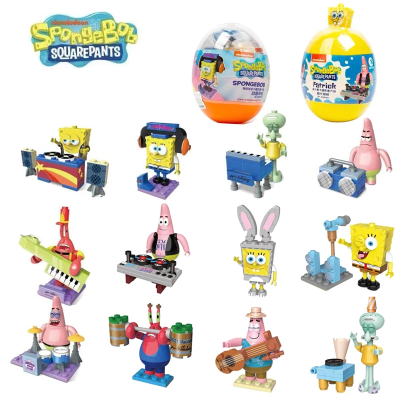 

6pcs SpongeBob SquarePants, Twist Egg Bikini Bottom Performance Cartoon Doll Patrick Star Handmade Children's Toy Birthday Gift