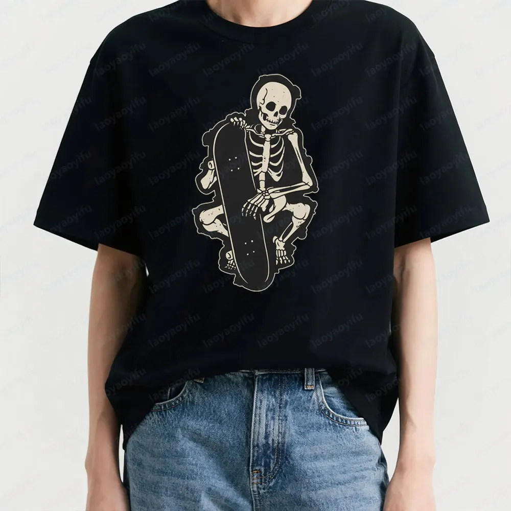 

Забавная футболка со скелетом Skater, крутые футболки для скейтборда, мужская футболка для скейтбординга, последняя модная стильная уличная одежда, мужские летние топы