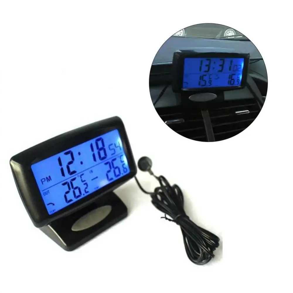 Gorący samochód cyfrowy termometr LCD LED przenośny zegar duży ekran wyświetlacz miernik temperatury z podświetleniem
