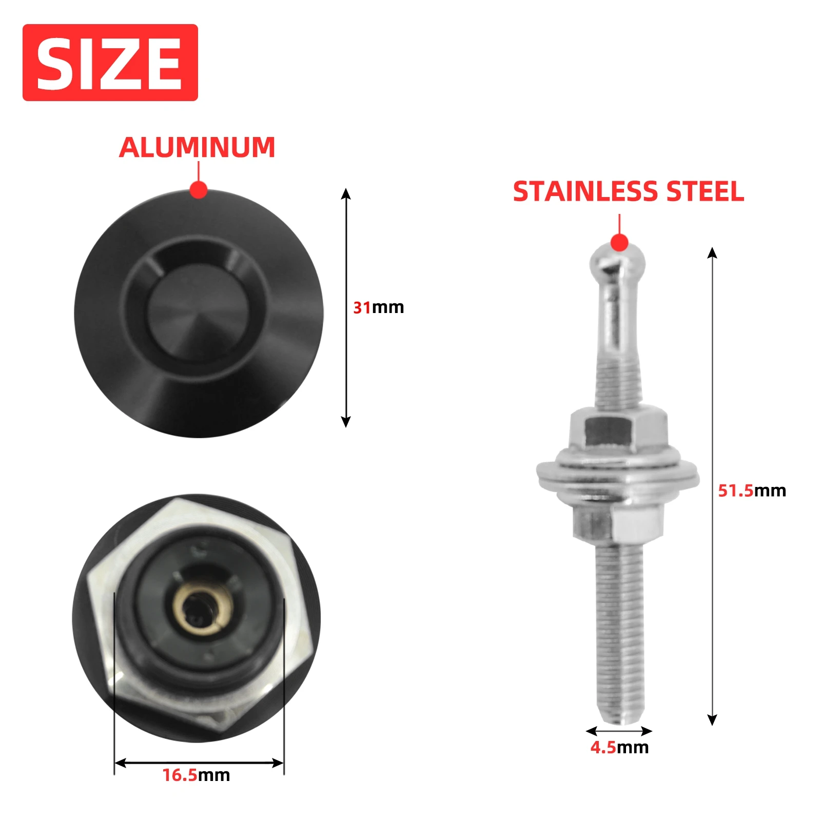 32mm 1Pc/4Pcs Push Button Hood Pins Lock Clip Kit Universal Engine Bonnet Lock Engine Car Quick Latch