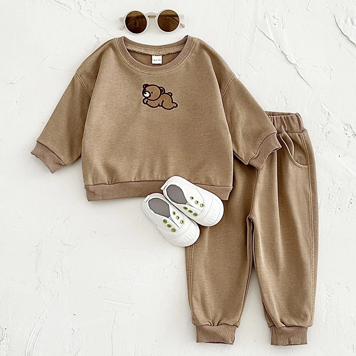 New Baby Sets Spring Autumn Lie Lie Bear Cute Embroidery Toddler Boys Girls Clothes Kids Tracksuit Suit Children Clothing