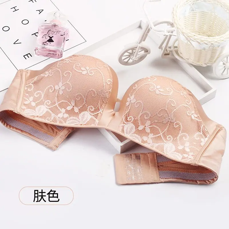 Reggiseno Push-Up Sexy in Pizzo Senza Spalline e Senza Ferretto - Comodo Reggiseno Bikini per Donne, Traspirante Taglia Piccola, Convertibile per Uso Quotidiano/Bagno