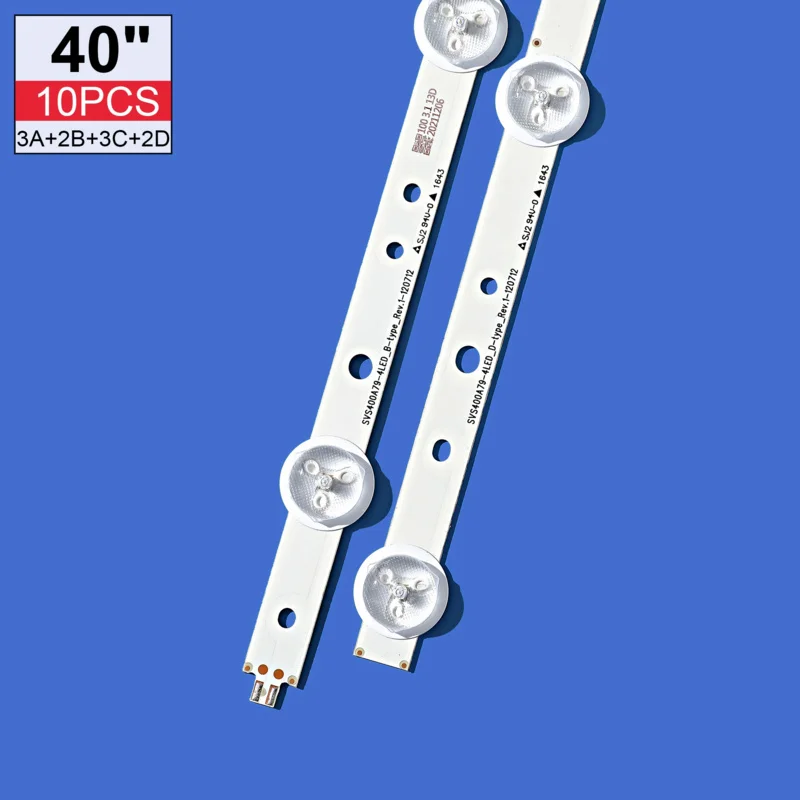 Luz de fundo LED para tv samsung, 4/5 lâmpada, 40 polegadas, svs400a73, 40d1333b, 40l1333b, 40pfl3208t, lta400hm23, svs400a79, 40pfl310, 8t/60