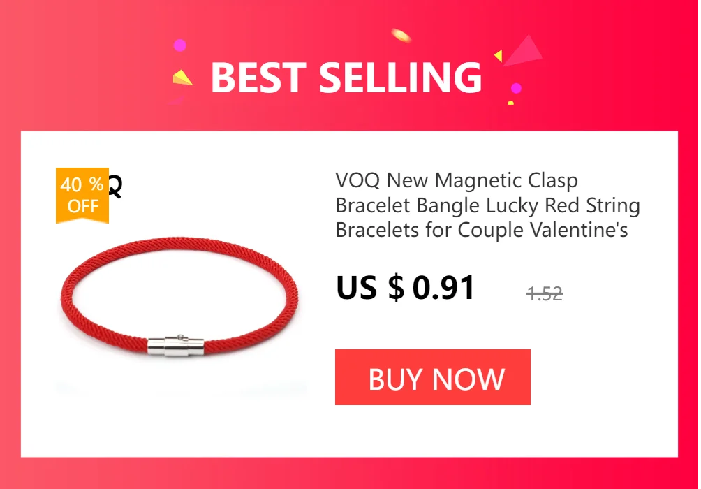 VOQ New Magnetic Clasp Bracelet Bangle Lucky Red String Bracelets for Couple Valentine's Day Romantic Jewelry Gift Wholesale
