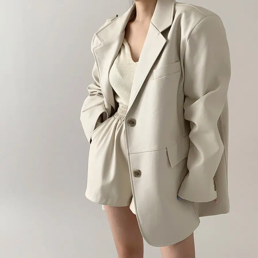 Spring and Autumn New Women's Jacket Loose Casual PU Imitation Leather Jacket