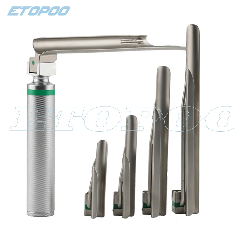 Stainless Steel Anesthesia Laryngoscope for Animals Dog Cat LED Lamp Laryngoscope with 5 Blades Veterinary Equipment