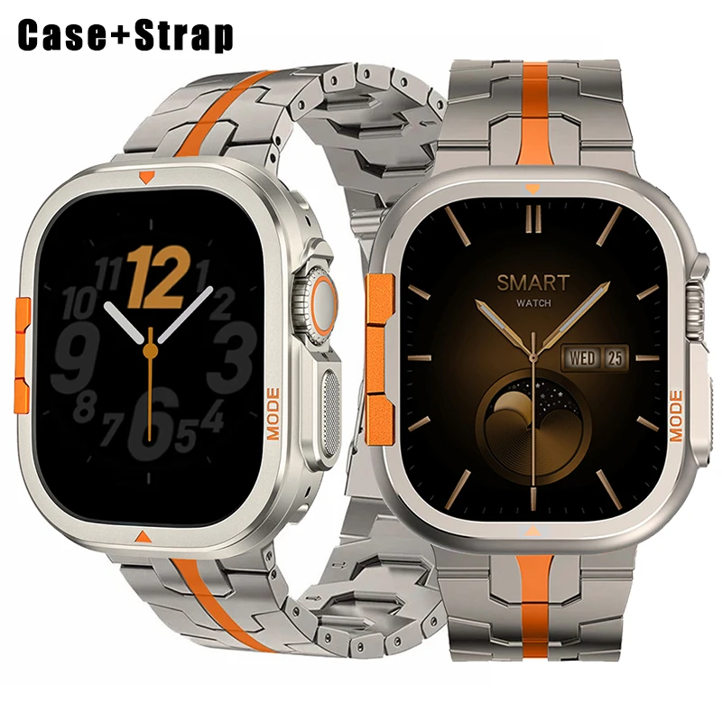 

Metal Case+Strap for Apple Watch Band Ultra 2 1 49mm Series 10 46mm Luxury Titanium Bracelet Hard Protect Frame Cover for Iwatch