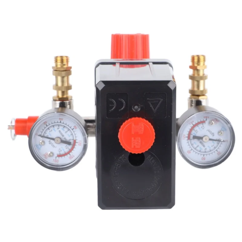 Przełącznik ciśnieniowy z zaworami regulacyjnymi 125PSI, podwójny zawór ciśnieniowy z wyjściem, przełącznik 220V